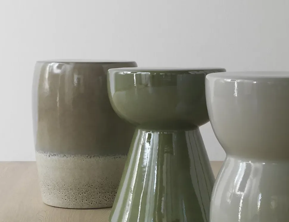 Tabouret en céramique, couleur gris