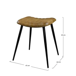 Tabouret en cuir camel matelassé - Bidar