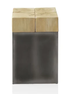 Tabouret en épicéa avec base laquée en couleur métallique