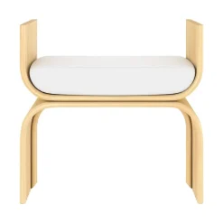 Tabouret en rotin et coussin blanc - Réane