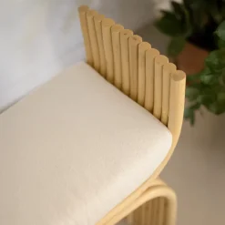Tabouret en rotin et coussin blanc - Réane