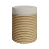 Tabouret en rotin et tissu crème H 43 cm - Théa