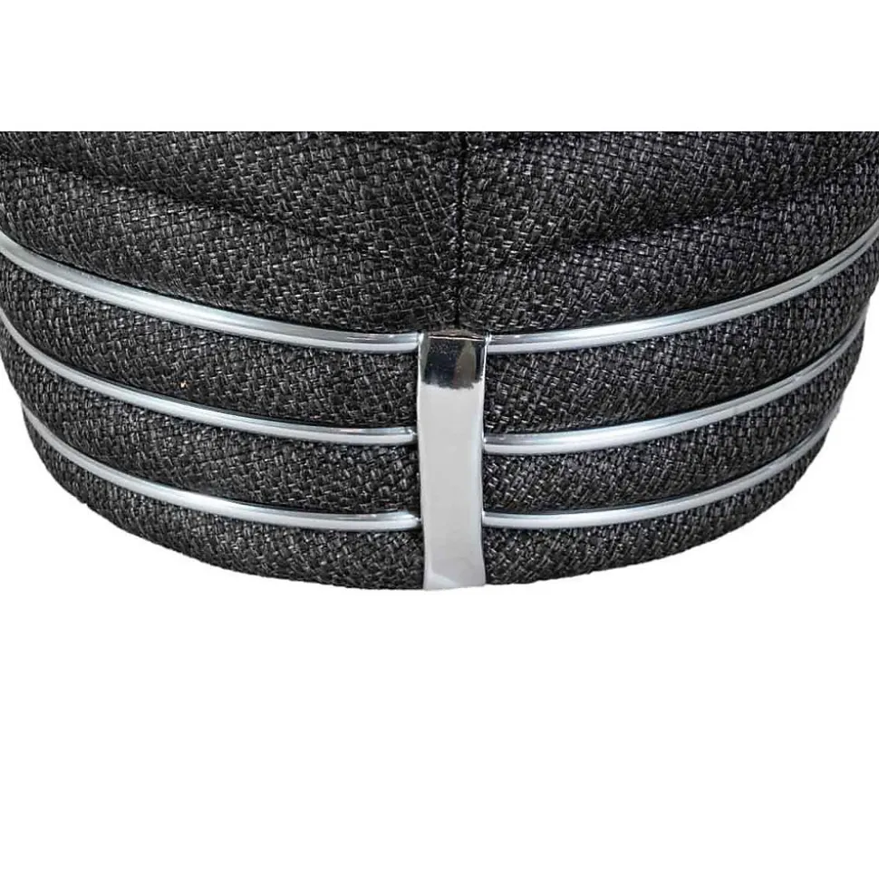 Tabouret en Tissu "Doric" 50cm Anthracite & Argent