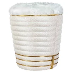 Tabouret en Tissu "Doric" 50cm Ivoire & Or