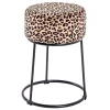 Tabouret en Velours "Motif Léopard" 46cm Marron