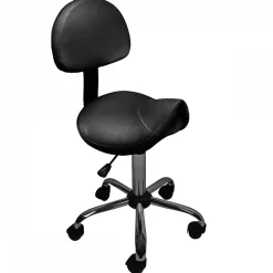 Tabouret ergonomique à roulettes avec dossier réglable en hauteur de 49 à 62 cm et pivotable - Noir - Vivezen