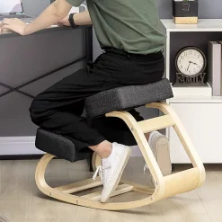 Tabouret ergonomique - siège assis à genoux - chaise à genoux grand confort - bois bouleau polyester noir