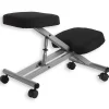 Tabouret ergonomique ROBERT, structure en métal et tissu noir