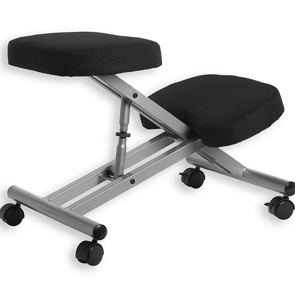 Tabouret ergonomique ROBERT, structure en métal et tissu noir