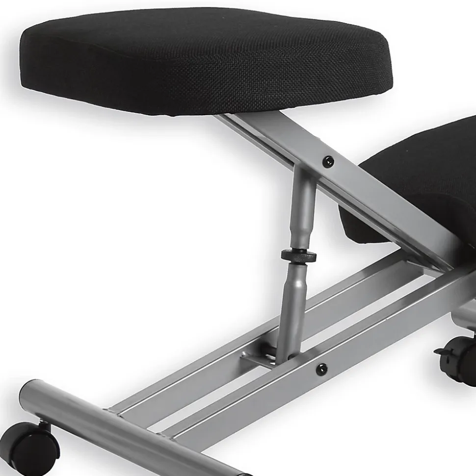 Tabouret ergonomique ROBERT, structure en métal et tissu noir