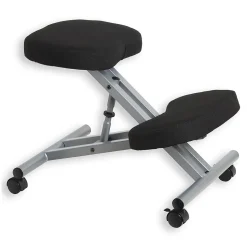 Tabouret ergonomique ROBERT, structure en métal et tissu noir