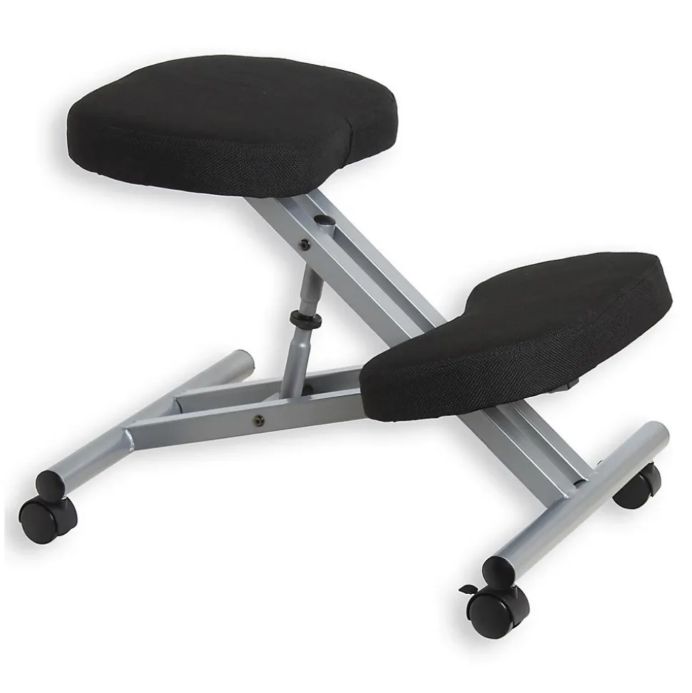 Tabouret ergonomique ROBERT, structure en métal et tissu noir
