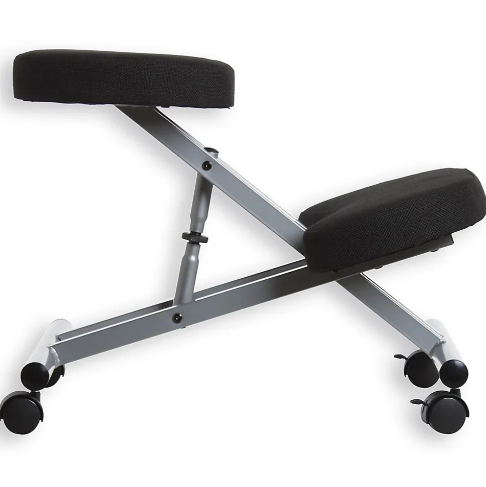 Tabouret ergonomique ROBERT, structure en métal et tissu noir
