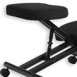 Tabouret ergonomique ROBERT, structure en métal noir et tissu noir