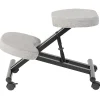 Tabouret ergonomique ROBERT, structure en métal noir et tissu gris