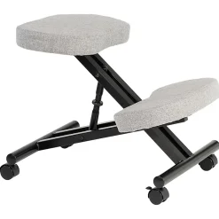 Tabouret ergonomique ROBERT, structure en métal noir et tissu gris