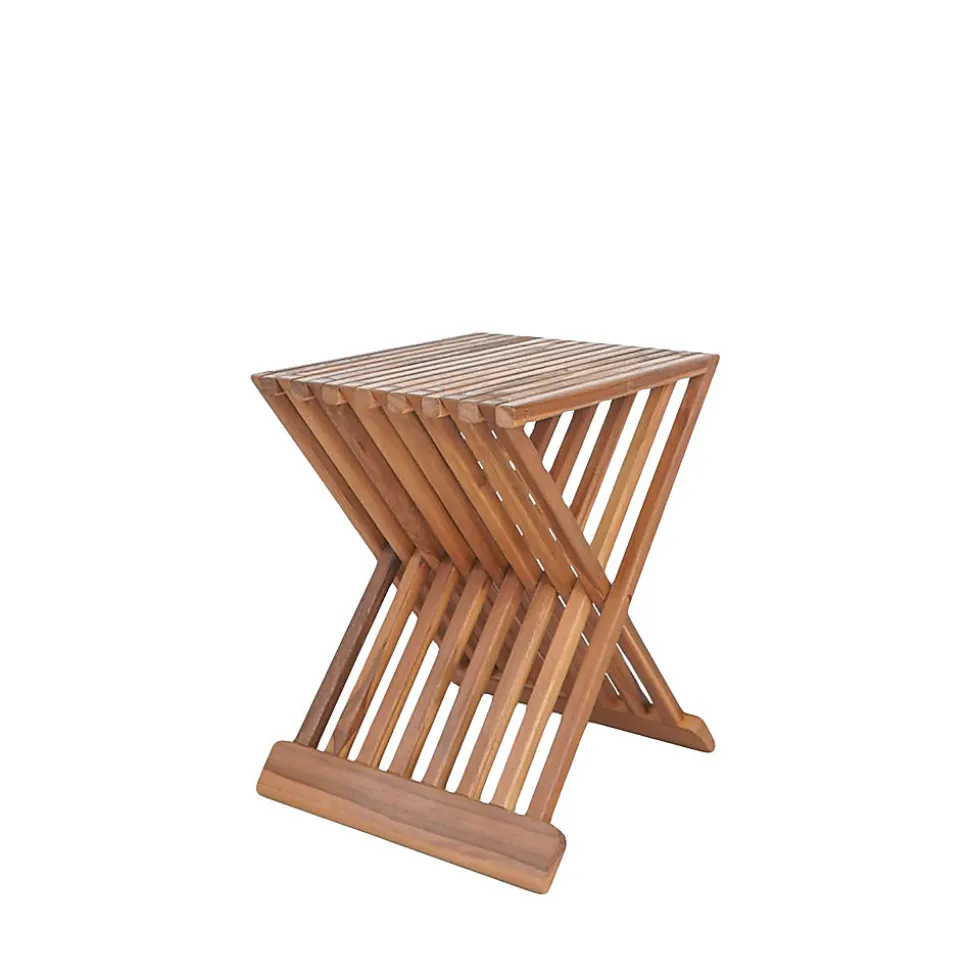 Tabouret Erto en Teck Naturel - 40x35x45 cm, Élégance et Confort pour Votre Intérieur