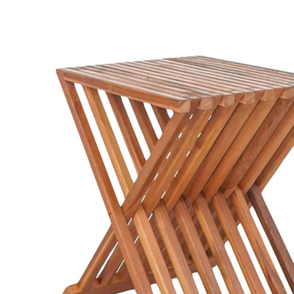Tabouret Erto en Teck Naturel - 40x35x45 cm, Élégance et Confort pour Votre Intérieur