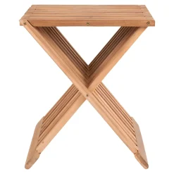 Tabouret Erto en Teck Naturel - 40x35x45 cm, Élégance et Confort pour Votre Intérieur