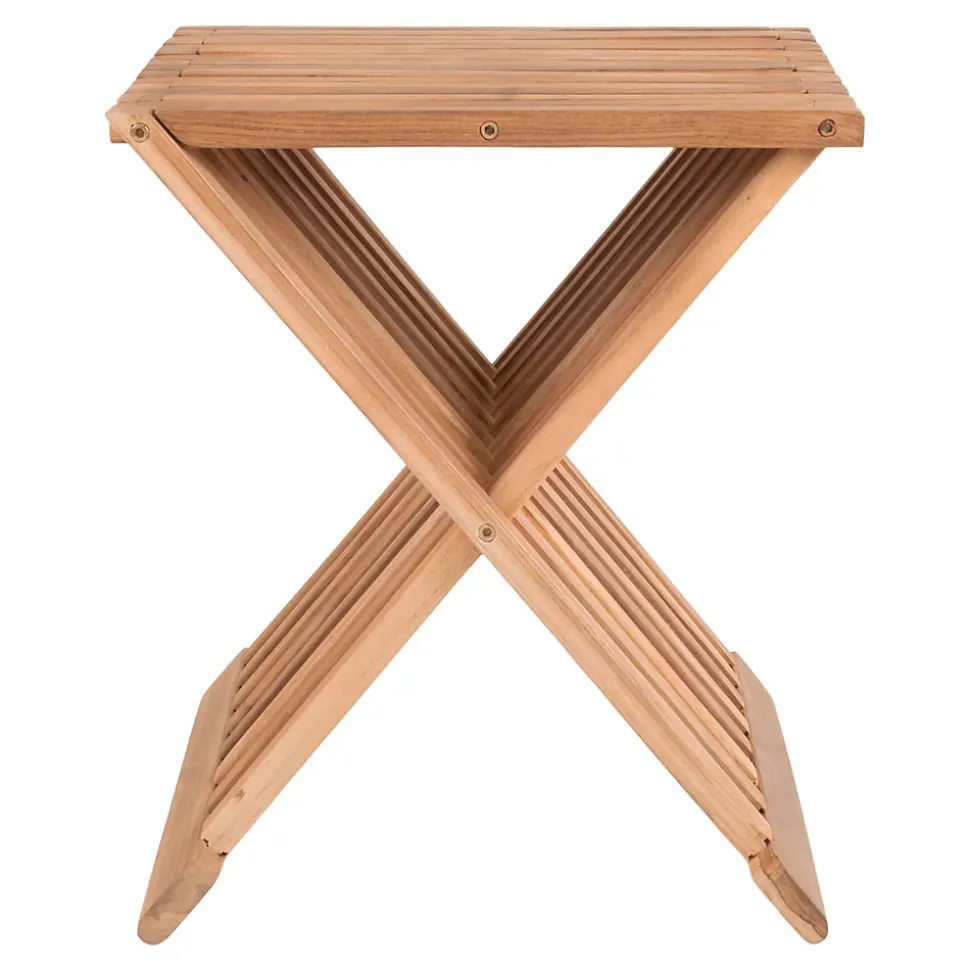 Tabouret Erto en Teck Naturel - 40x35x45 cm, Élégance et Confort pour Votre Intérieur