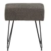 Tabouret gris rembourré avec pieds en métal noir