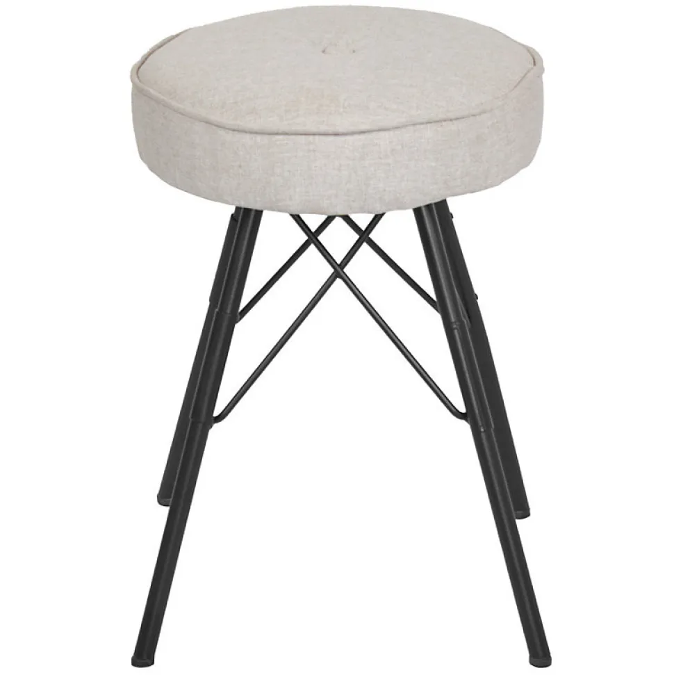 Tabouret H. 45 cm tissu chiné gris clair et pieds en métal - IDA 7483