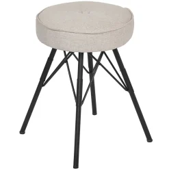 Tabouret H. 45 cm tissu chiné gris clair et pieds en métal - IDA 7483