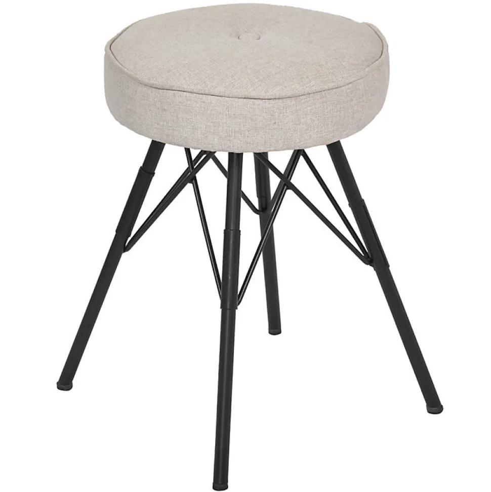 Tabouret H. 45 cm tissu chiné gris clair et pieds en métal - IDA 7483