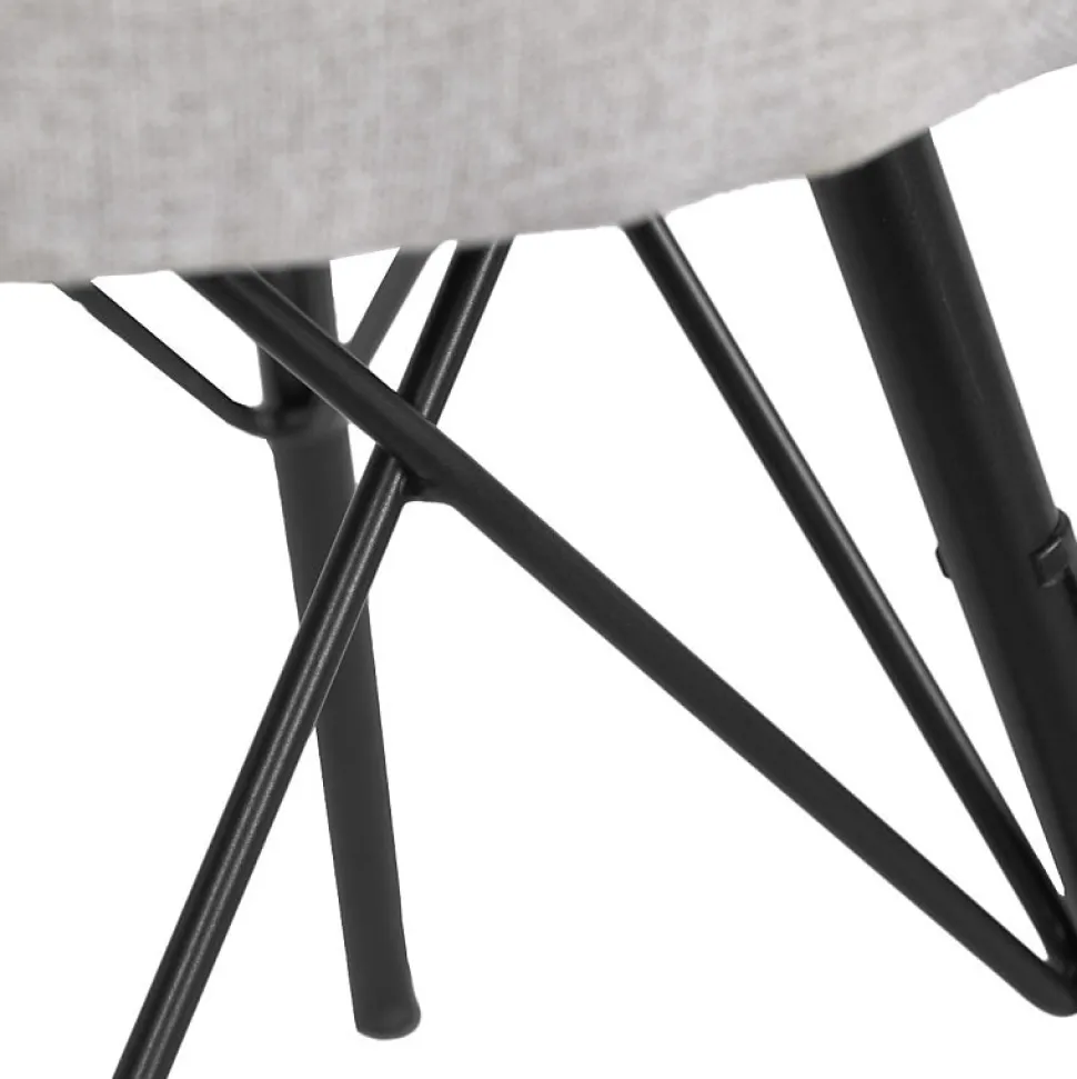 Tabouret H. 45 cm tissu chiné gris clair et pieds en métal - IDA 7483