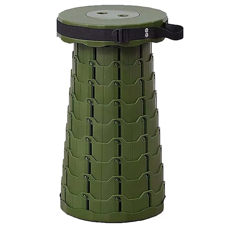 Tabouret pliable - Télescopique - Camping - Kaki kaki/vert foncé