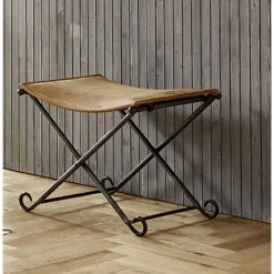 Tabouret Pliable en Cuir 