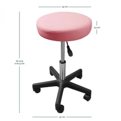 Tabouret rond à roulettes réglable en hauteur de 43.5 à 60.5 cm et pivotable - Rose pastel - Vivezen