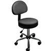 Tabouret rond à roulettes avec dossier réglable en hauteur de 50 à 64 cm et pivotable - Noir - Vivezen