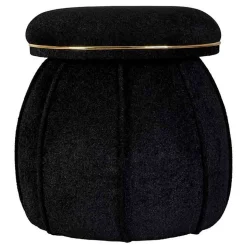 Tabouret Rond Déco "Corin" 55cm Noir & Or