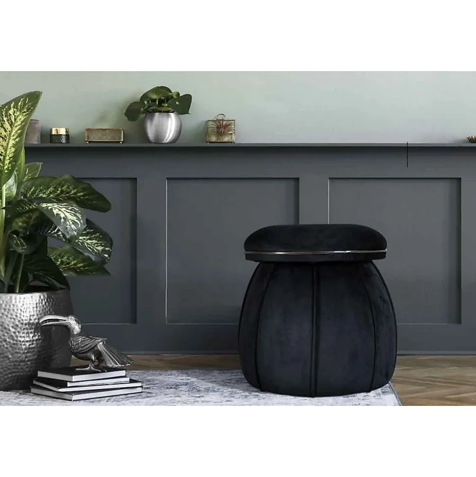 Tabouret Rond Design "Corin" 55cm Noir & Gris