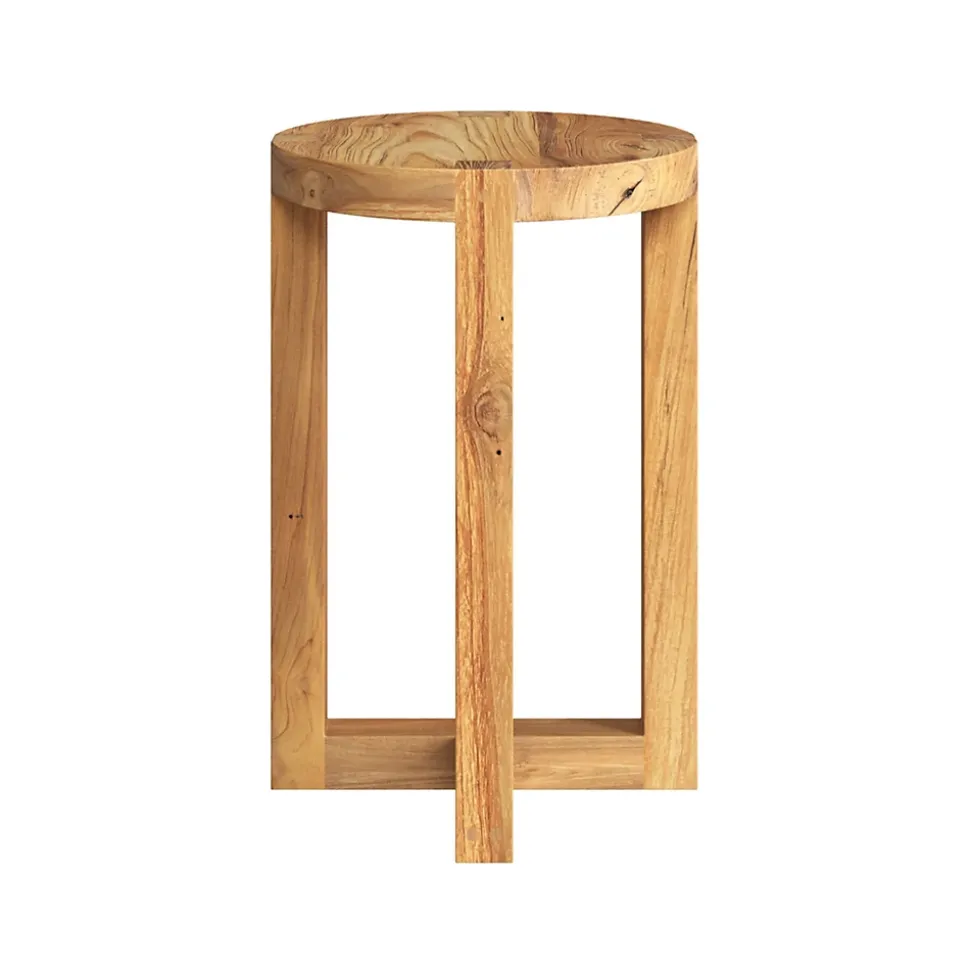 Tabouret rond en bois de teck recyclé H45,5 cm - Noé