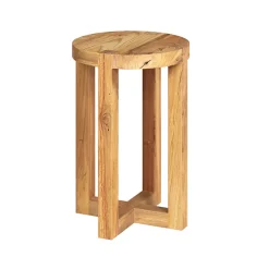 Tabouret rond en bois de teck recyclé H45,5 cm - Noé