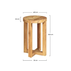 Tabouret rond en bois de teck recyclé H45,5 cm - Noé