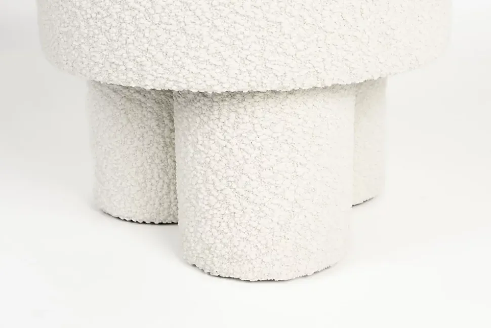 Tabouret rond en tissu bouclette diamètre : 40cm - MARCOS - Boite à design