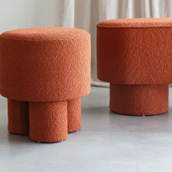 Tabouret rond en tissu bouclette diamètre : 40cm - MARCOS - Boite à design