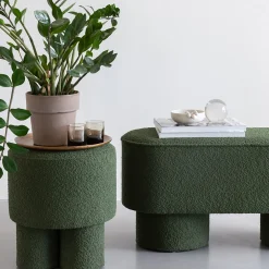 Tabouret rond en tissu bouclette diamètre : 40cm - MARCOS - Boite à design