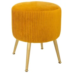 Tabouret Solaro moutarde en velours plissé - Atmosphera