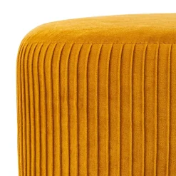 Tabouret Solaro moutarde en velours plissé - Atmosphera