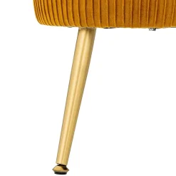 Tabouret Solaro moutarde en velours plissé - Atmosphera
