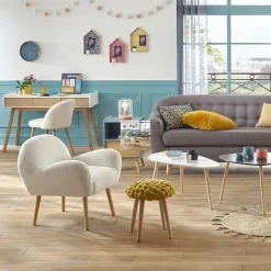 Tabouret tricot moutarde - Atmosphera