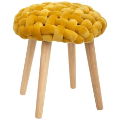 Tabouret tricot moutarde - Atmosphera
