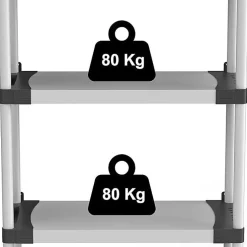 Étagere plastique - TOOD - 3 tablettes - Charge 80 kg par tablette - 80x40x85 cm - Noir/gris