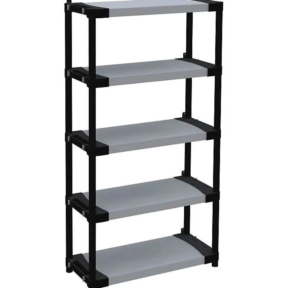 Étagere plastique - TOOD - 5 tablettes - Charge 80 kg - 80x40x171 cm - Noir/gris