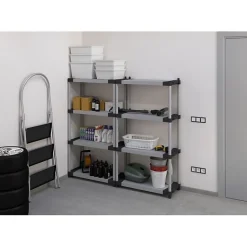 Étagere plastique - TOOD - 5 tablettes - Charge 80 kg - 80x40x171 cm - Noir/gris