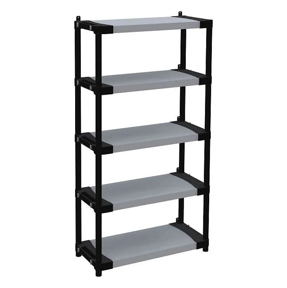 Étagere plastique - TOOD - 5 tablettes - Charge 80 kg - 80x40x171 cm - Noir/gris